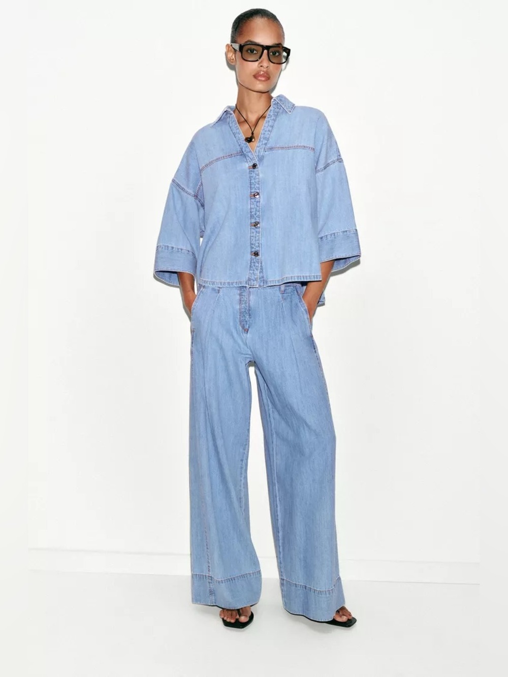 NWT Zara Z1975 MID-RISE WIDE LEG JEANS WITH DARTS